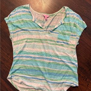 Lilly Pulitzer Green and Blue Striped Top
